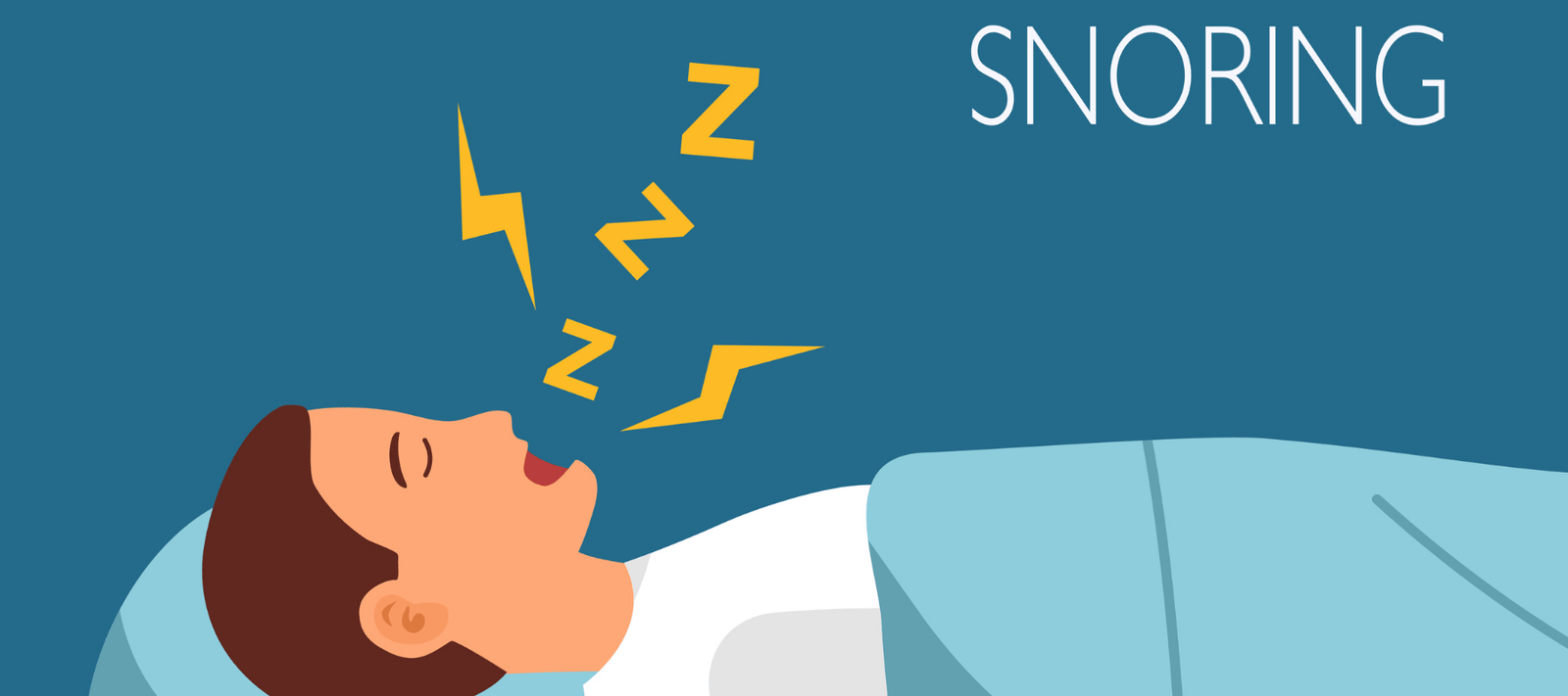 illustration of a man snoring while sleeping instead of using anti snoring devices