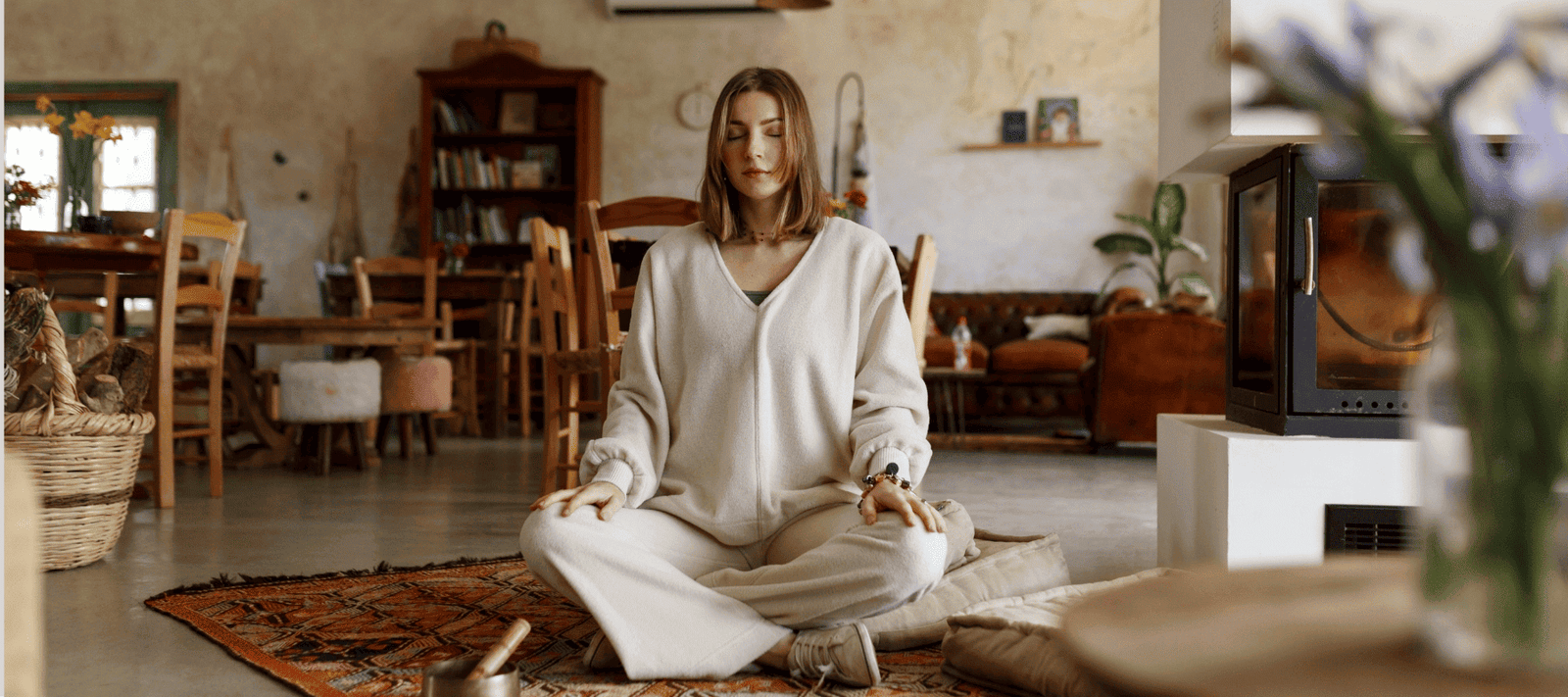 woman meditating and how to use mouth tape